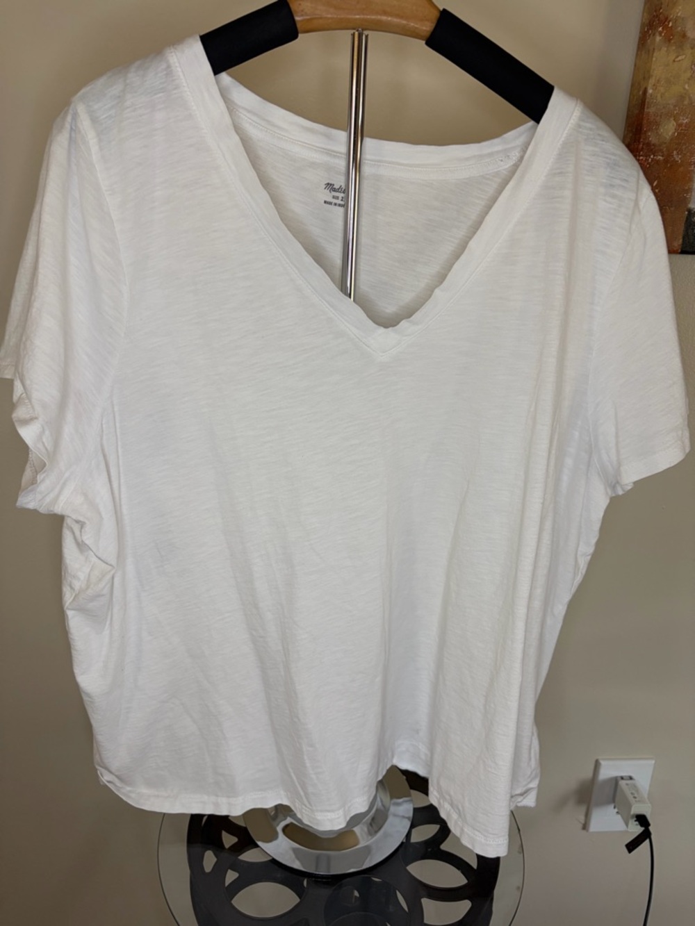 Madewell White V-Neck Short Sleeve Tee